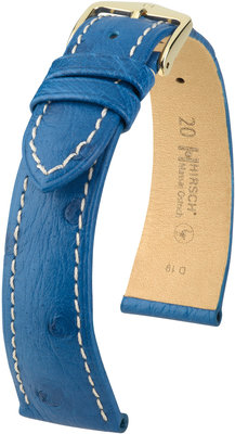 Синя кожена каишка Hirsch Massai Ostrich L 04362084-1 (щраусова кожа) Hirsch selection