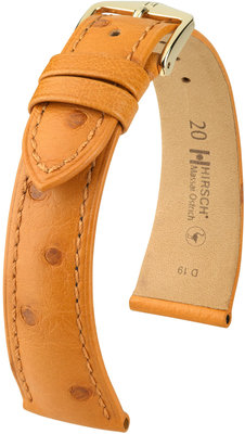 Светлокафява кожена каишка Hirsch Massai Ostrich L 04362075-1 (щраусова кожа) Hirsch selection
