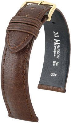 Тъмнокафява кожена каишка Hirsch Camelgrain M 01009115-1 (Teletina)