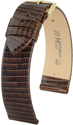 Тъмнокафява кожена каишка Hirsch Lizard XL 01766210-1 (кожа гущер)
