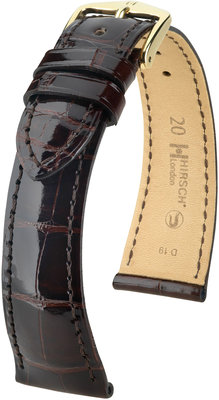 Тъмнокафява кожена каишка Hirsch London M 04307110 (алигаторска кожа) Hirsch selection