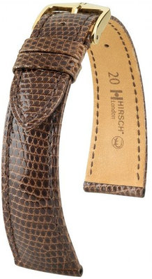 Тъмнокафява кожена каишка Hirsch London M 04366110-1 (гущерска кожа) Hirsch selection
