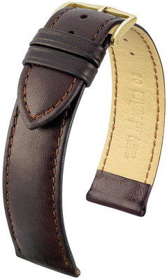 Тъмнокафява кожена каишка Hirsch Merino L 01206010-1 (Овча кожа)