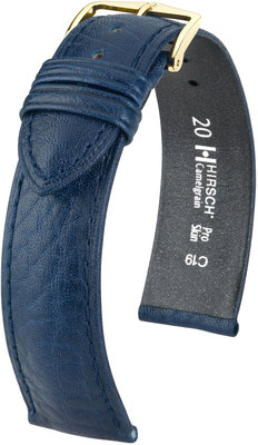 Тъмносиня кожена каишка Hirsch Camelgrain L 01009080-1 (Teletina)