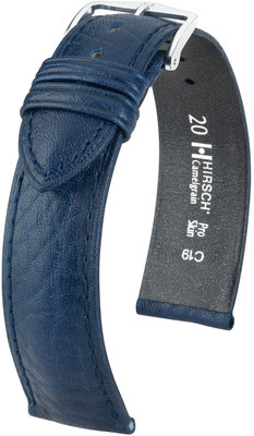 Тъмносиня кожена каишка Hirsch Camelgrain L 01009080-2 (Teletina)