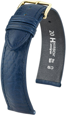 Тъмносиня кожена каишка Hirsch Camelgrain M 01009180-1 (Teletina)