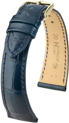 Тъмно синя кожена каишка Hirsch London M 04307189-1 (алигаторска кожа) Hirsch selection
