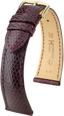 Бургундска кожена каишка Hirsch London M 04366160-1 (гущерска кожа) Hirsch selection