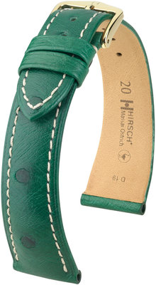 Зелена кожена каишка Hirsch Massai Ostrich L 04362041-1 (щраусова кожа) Hirsch selection