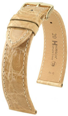 Бежова кожена каишка Hirsch Genuine Croco M 01808190-1 (крокодилска кожа) Hirsch Selection