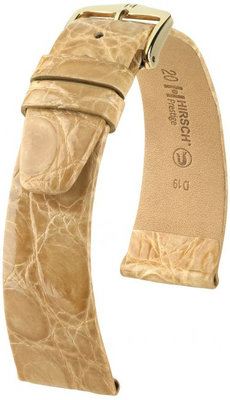 Бежова кожена каишка Hirsch Prestige M 02308190-1 (крокодилска кожа) Hirsch Selection