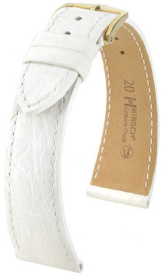 Бяла кожена каишка Hirsch Genuine Croco L 01808000-1 (крокодилска кожа) Hirsch Selection