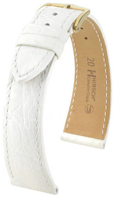 Бяла кожена каишка Hirsch Genuine Croco M 01808100-1 (крокодилска кожа) Hirsch Selection