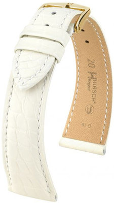 Бяла кожена каишка Hirsch Regent M 04107109-1 (алигаторска кожа) Hirsch Selection