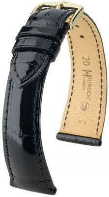 Черна кожена каишка Hirsch London L 04207050-1 (алигаторска кожа) Hirsch Selection