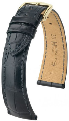 Черна кожена каишка Hirsch London L 04207059-1 (алигаторска кожа)