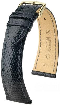Черна кожена каишка Hirsch London L 04266050-1 (гущерска кожа) Hirsch Selection