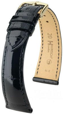 Черна кожена каишка Hirsch London M 04207150-1 (алигаторска кожа) Hirsch Selection