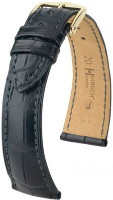 Черна кожена каишка Hirsch London M 04207159-1 (алигаторска кожа)