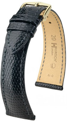 Черна кожена каишка Hirsch London M 04266150-1 (гущерска кожа) Hirsch Selection