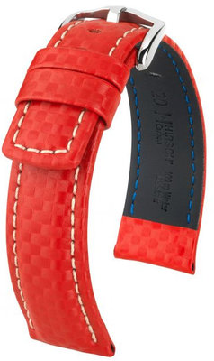 Червена кожена каишка Hirsch Carbon L 02592020-2 (Teletina)
