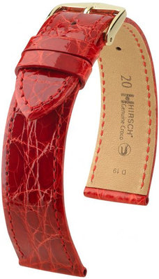 Червена кожена каишка Hirsch Genuine Croco L 01808020-1 (крокодилска кожа) Hirsch Selection