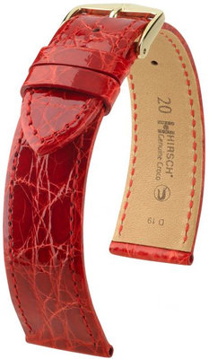 Червена кожена каишка Hirsch Genuine Croco M 01808120-1 (крокодилска кожа) Hirsch Selection
