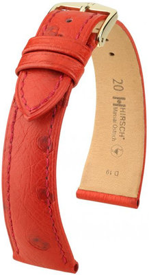 Червена кожена каишка Hirsch Massai Ostrich M 04262120-1 (щраусова кожа) Hirsch Selection