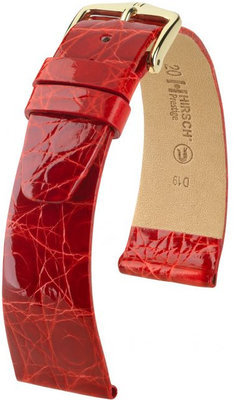 Червена кожена каишка Hirsch Prestige L 02208020-1 (крокодилска кожа) Hirsch Selection