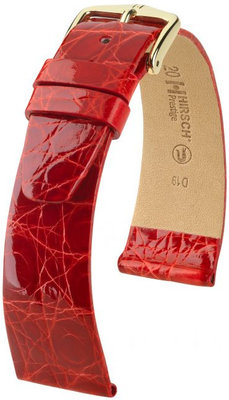 Червена кожена каишка Hirsch Prestige M 02308120-1 (крокодилска кожа) Hirsch Selection