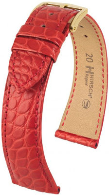 Червена кожена каишка Hirsch Regent M 04107129-1 (алигаторска кожа) Hirsch Selection