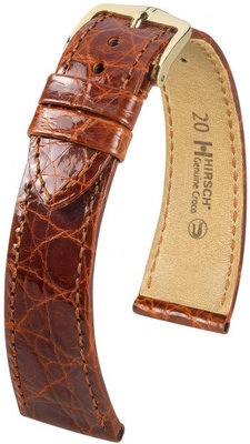 Кафява кожена каишка Hirsch Genuine Croco M 01808170-1 (крокодилска кожа)