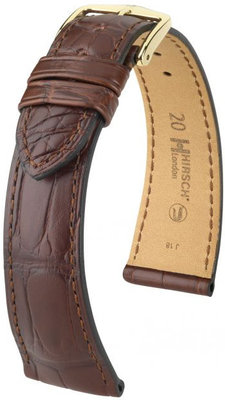 Кафява кожена каишка Hirsch London L 04307019-1 (алигаторска кожа)