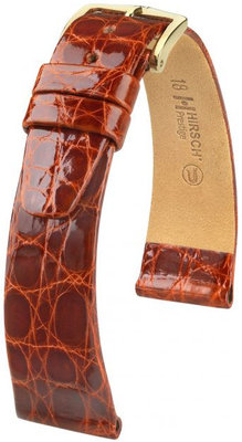 Кафява кожена каишка Hirsch Prestige L 02208070-1 (крокодилска кожа) Hirsch Selection