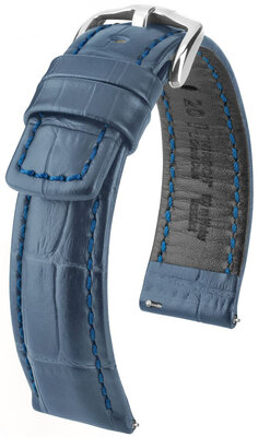 Тъмносиня кожена каишка Hirsch Grand Duke L 02528080-2 (Teletina)