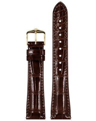 Кожена каишка Hirsch London L 04307010-1, кафява, от алигаторска кожа, дължина L, Quick Release