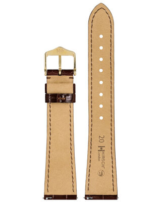 Кожена каишка Hirsch London L 04307010-1, кафява, от алигаторска кожа, дължина L, Quick Release