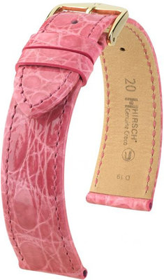 Розова кожена каишка Hirsch Genuine Croco M 01808125-1 (крокодилска кожа) Hirsch Selection
