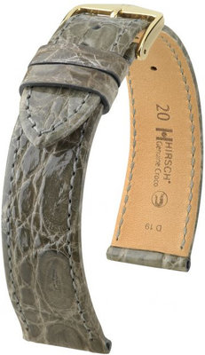 Сива кожена каишка Hirsch Genuine Croco L 01808030-1 (крокодилска кожа) Hirsch Selection