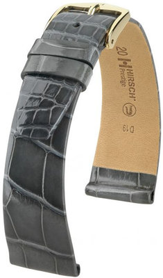 Сива кожена каишка Hirsch Prestige L 02207030-1 (алигаторска кожа) Hirsch Selection