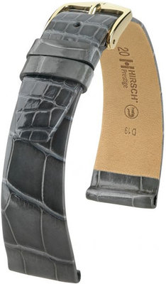 Сива кожена каишка Hirsch Prestige M 02207130-1 (алигаторска кожа) Hirsch Selection