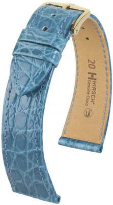 Светлосиня кожена каишка Hirsch Genuine Croco L 01808083-1 (крокодилска кожа) Hirsch Selection