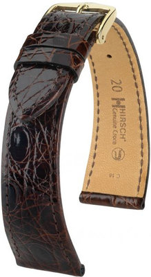 Тъмнокафява кожена каишка Hirsch Genuine Croco L 01808010-1 (крокодилска кожа)