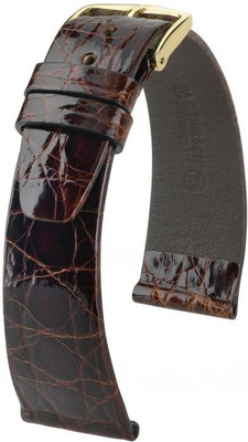 Тъмнокафява кожена каишка Hirsch Prestige M 02208110-1 (крокодилска кожа)