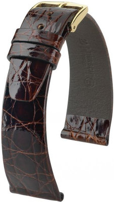 Тъмнокафява кожена каишка Hirsch Prestige M 02308110-1 (крокодилска кожа)