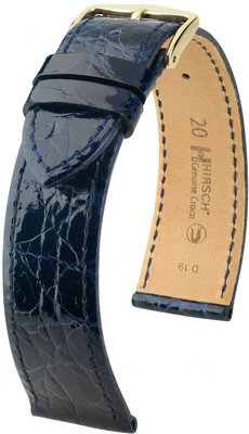 Тъмно синя кожена каишка Hirsch Genuine Croco L 01808080-1 (крокодилска кожа) Hirsch Selection