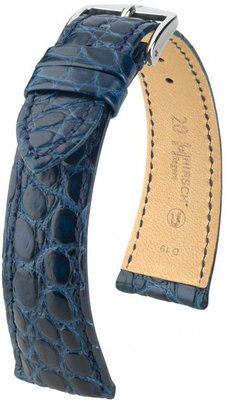 Тъмно синя кожена каишка Hirsch Regent L 04107089-2 (алигаторска кожа) Hirsch Selection