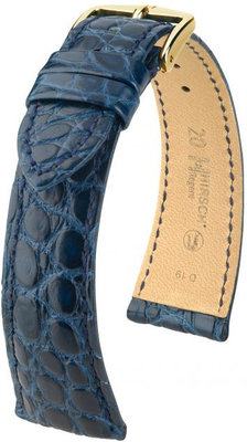Тъмно синя кожена каишка Hirsch Regent M 04107189-1 (алигаторска кожа) Hirsch Selection