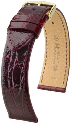 Бургундска кожена каишка Hirsch Genuine Croco M 01808160-1 (крокодилска кожа) Hirsch Collection