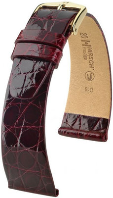 Бургундска кожена каишка Hirsch Prestige L 02208060-1 (крокодилска кожа) Hirsch Selection